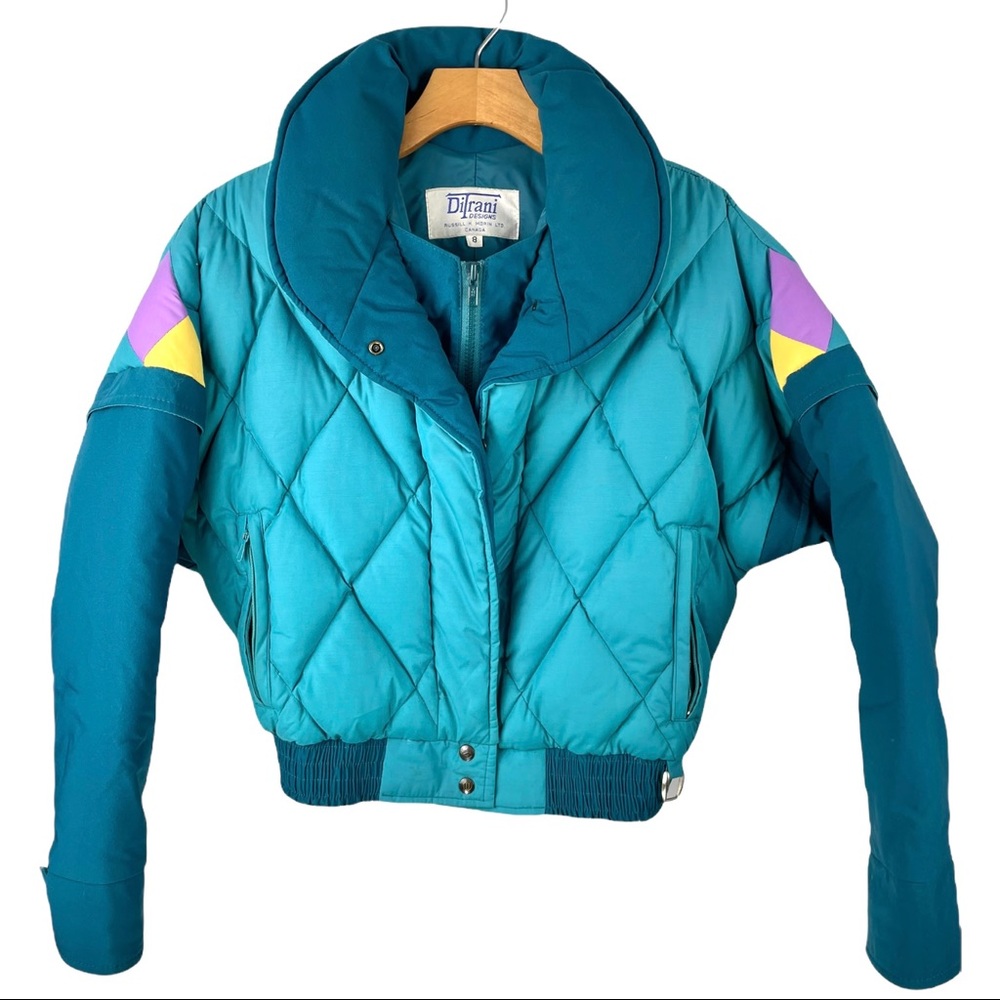Vintage 80’s Ditrani Cropped Diamond Quilted Ski Puffer Jacket Size 8/ Small